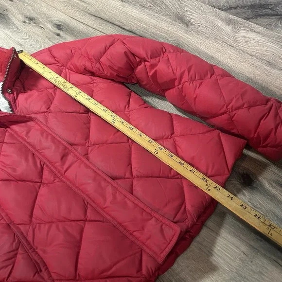 Eddie Bauer 700 Fill Goose Down Quilted Puffer Jacket Womens Small Red Vintage - Picture 5 of 8